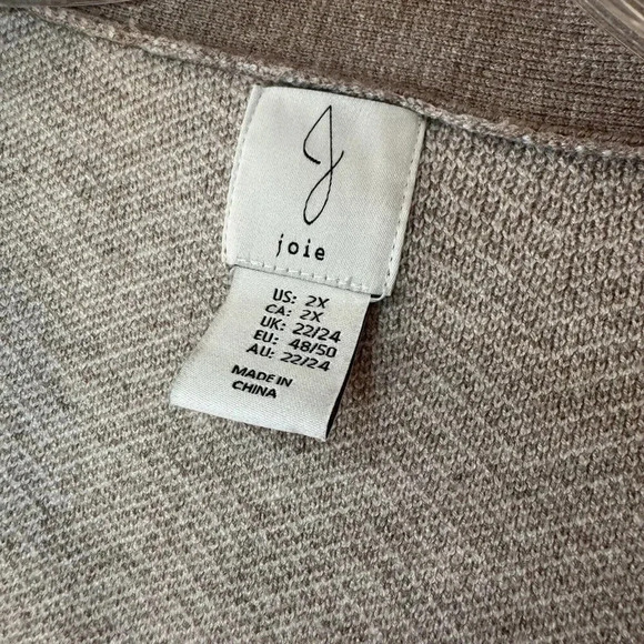 JOIE Cardigan Womens Large Tan Cheveron open front Long sleeves Sweater size 2X - Picture 2 of 7